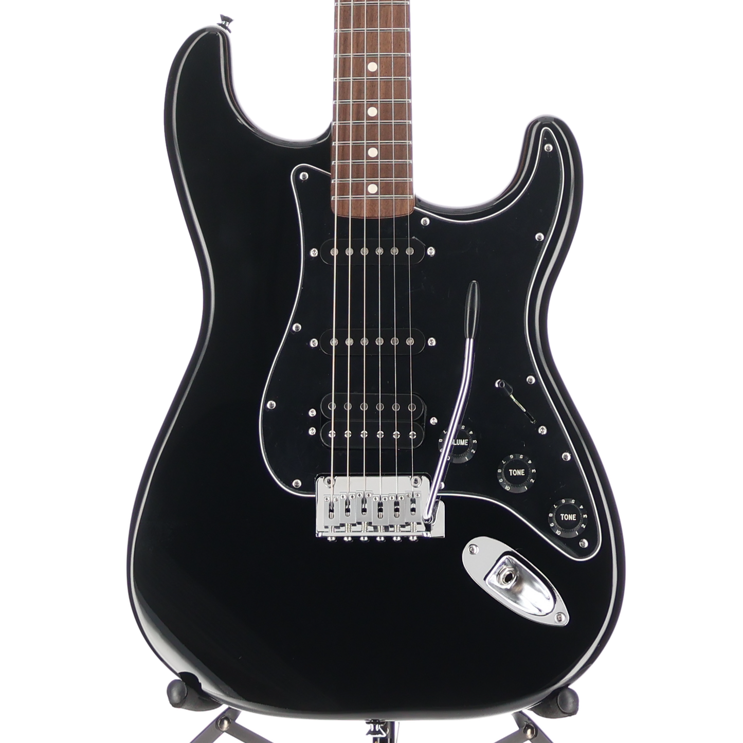 Fender Standard Stratocaster HSS, Laurel Fingerboard, Black Pickguard, Black (Q3) (03798)
