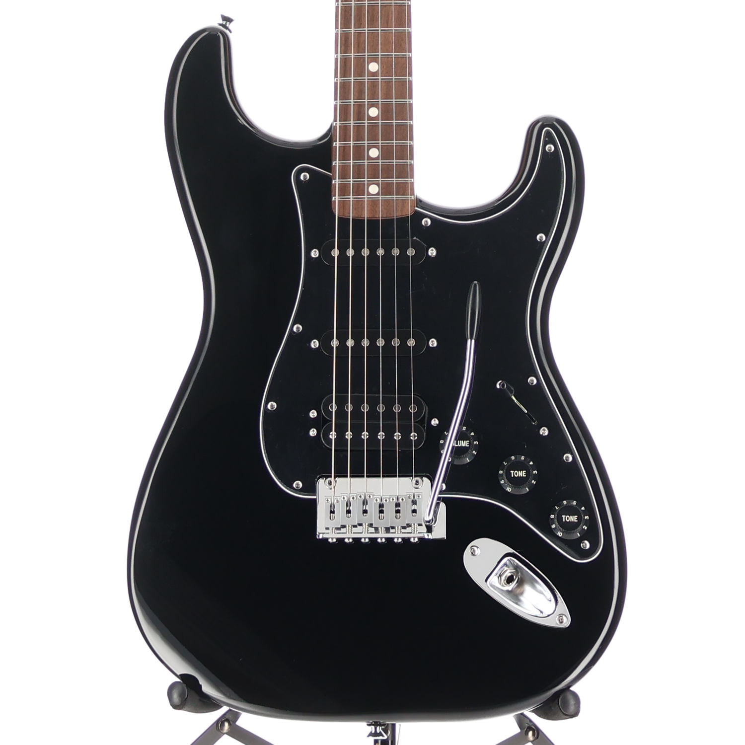 Fender Standard Stratocaster HSS, Laurel Fingerboard, Black Pickguard, Black (Q3) (03798)