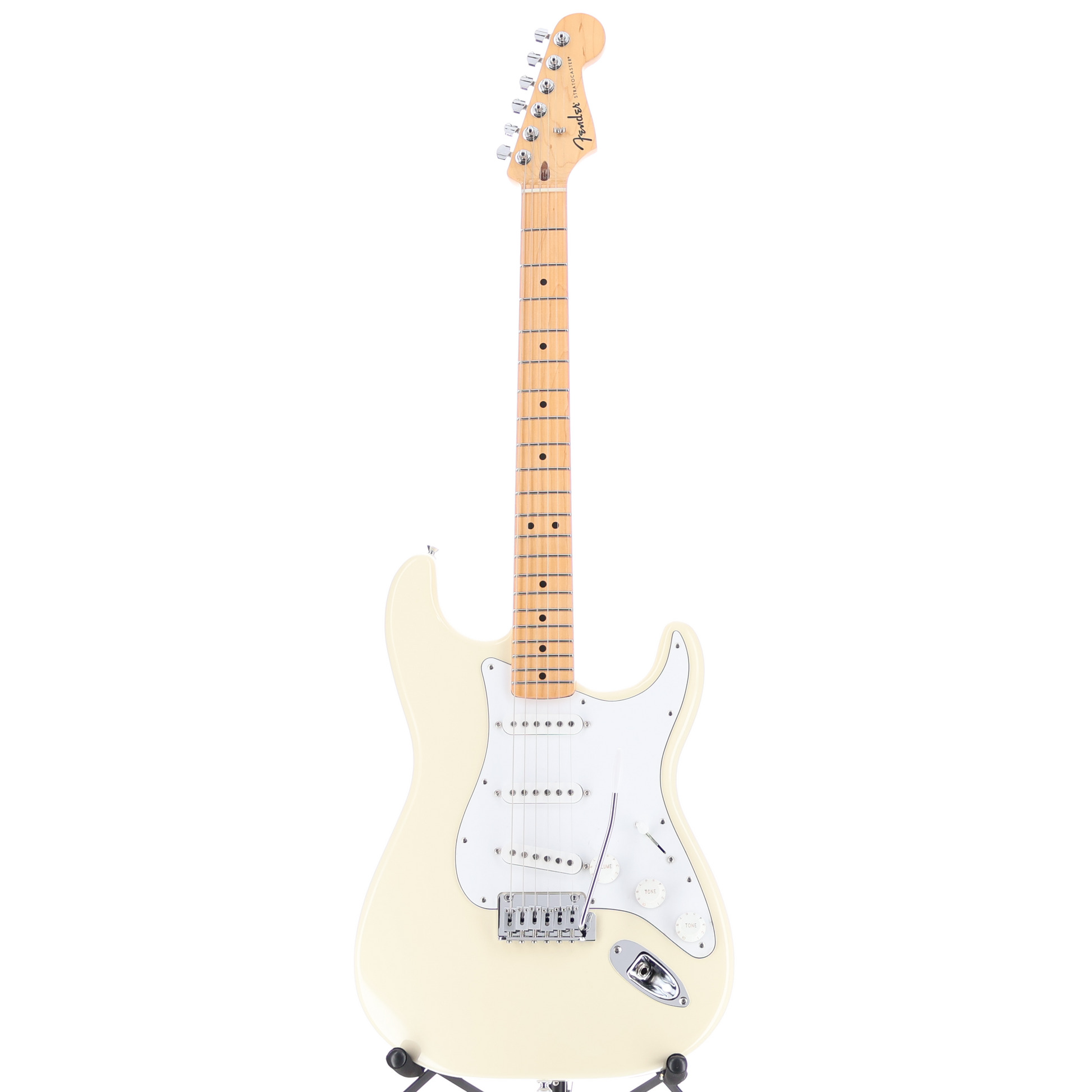 Fender Standard Stratocaster, Maple Fingerboard, White Pickguard, Olympic White (A5) (08356)