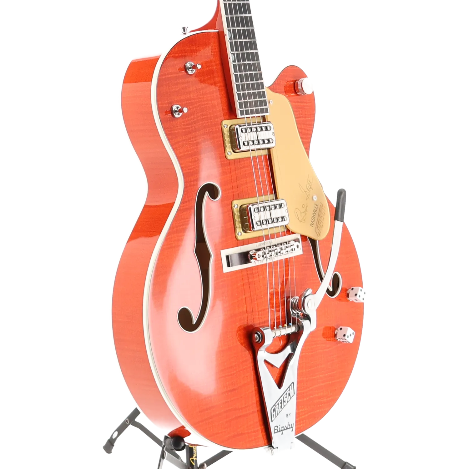 G6120TFM-BSNV Brian Setzer Signature Nashville Hollow Body with Bigsby and Flame Maple, Ebony Fingerboard, Orange Stain (L5) (41033)