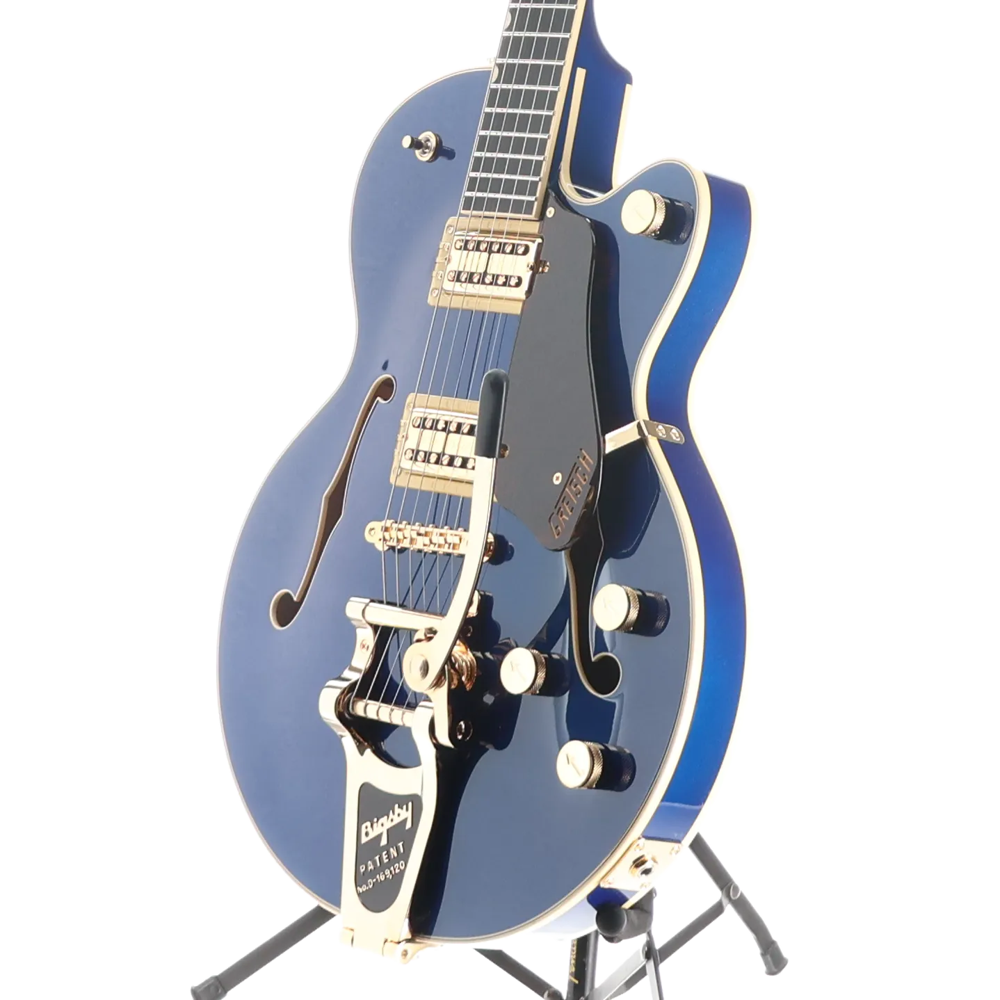 G6659TG Players Edition Broadkaster Jr. Center Block Single-Cut with String-Thru Bigsby and Gold Hardware, Ebony Fingerboard, Azure Metallic (H4) (93299)