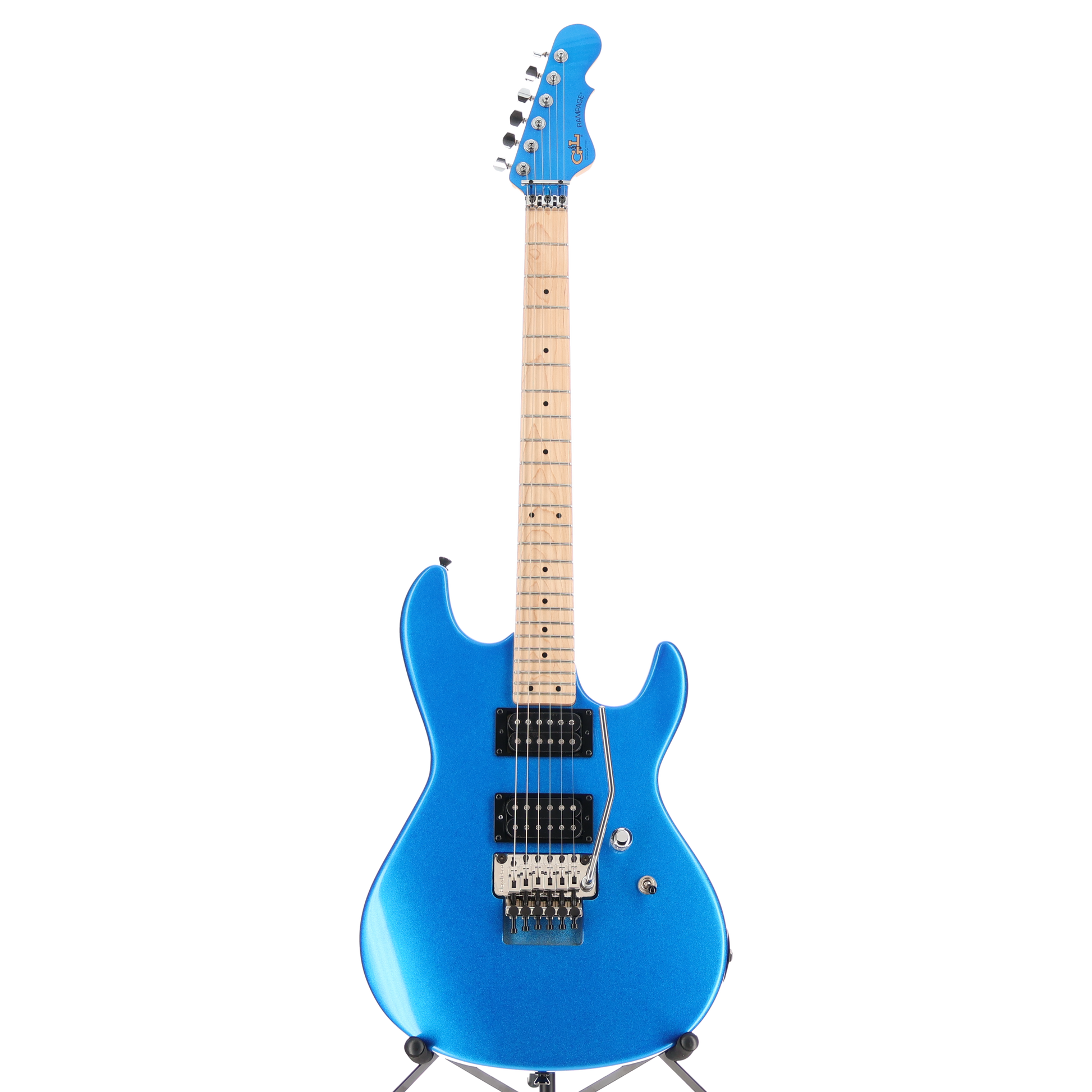 G&L Fullerton Deluxe 2 Pickup Rampage 24 - Sparkle Blue, Maple Fingerboard, Chrome Floyd Rose (F10) (09080)