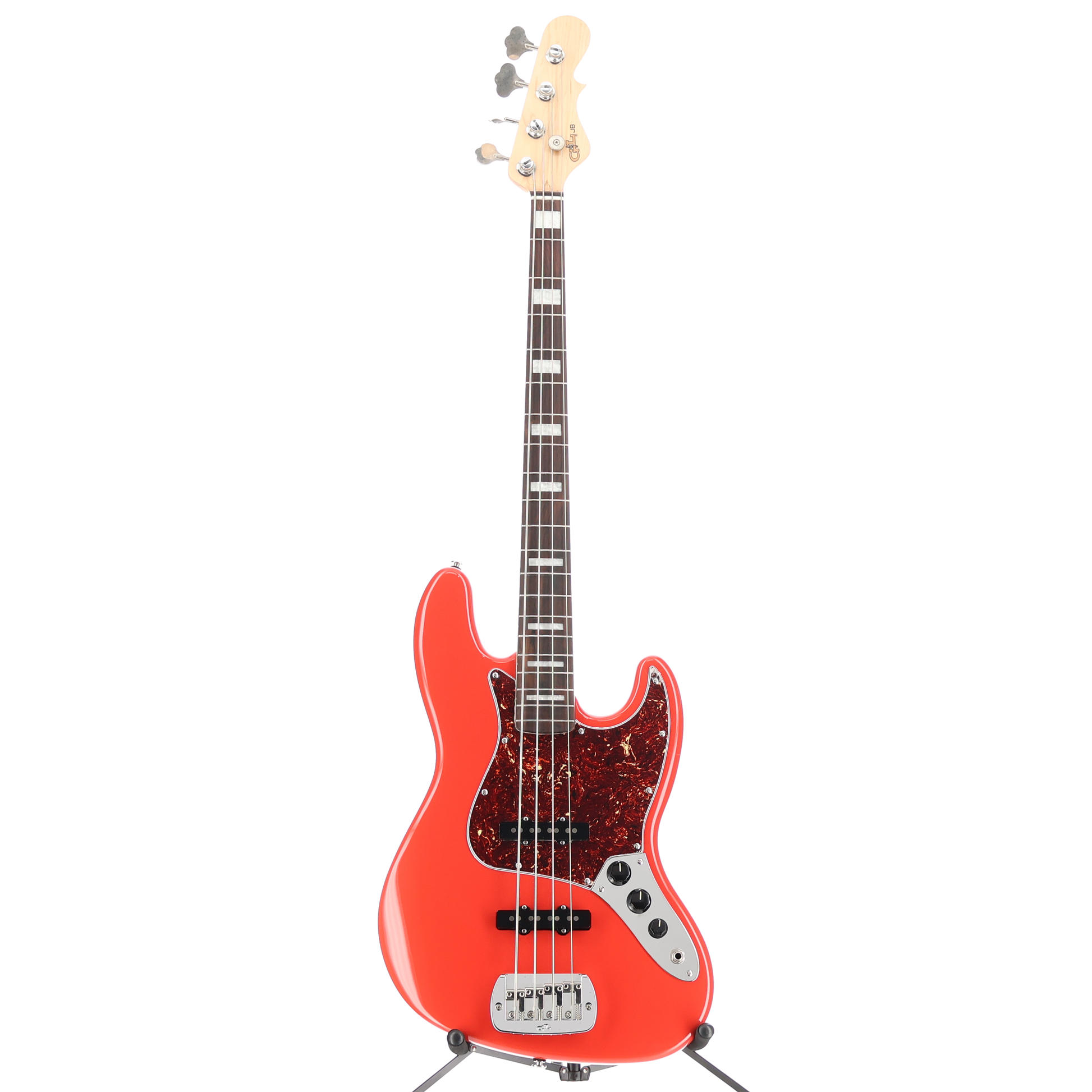 G&L Fullerton Deluxe JB 4 Electric Bass - Block Inlay - Fullerton Red (RC2) (04098)