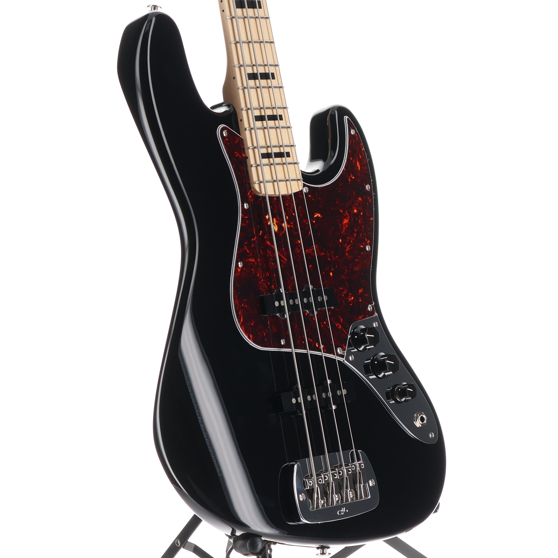 G&L Fullerton Deluxe JB Electric Bass Jet Black Maple Fingerboard w/Block Inlay (11014)