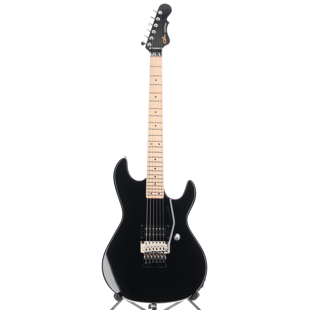 G&L Fullerton Deluxe Rampage 24 - Jet Black, Maple Fingerboard, Chrome Floyd Rose - Gloss Black (F3) (06173)