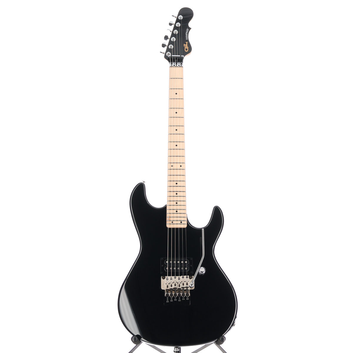 G&L Fullerton Deluxe Rampage 24 - Jet Black, Maple Fingerboard, Chrome Floyd Rose (J10) (05058)