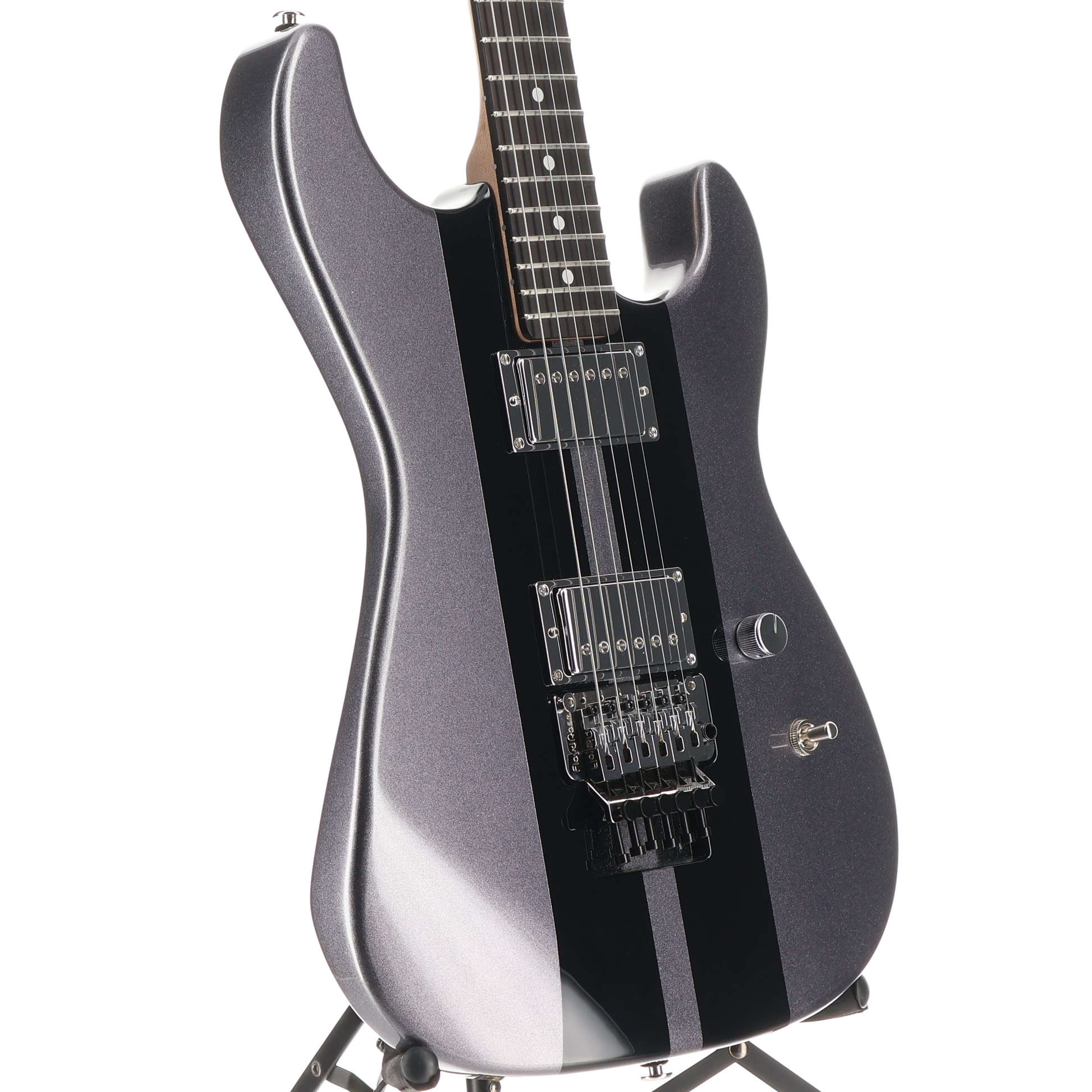 G&L G&L Custom Shop Legacy HH RMC Floyd Rose, Graphite Metallic w/ Black Racing Stripes (05015)