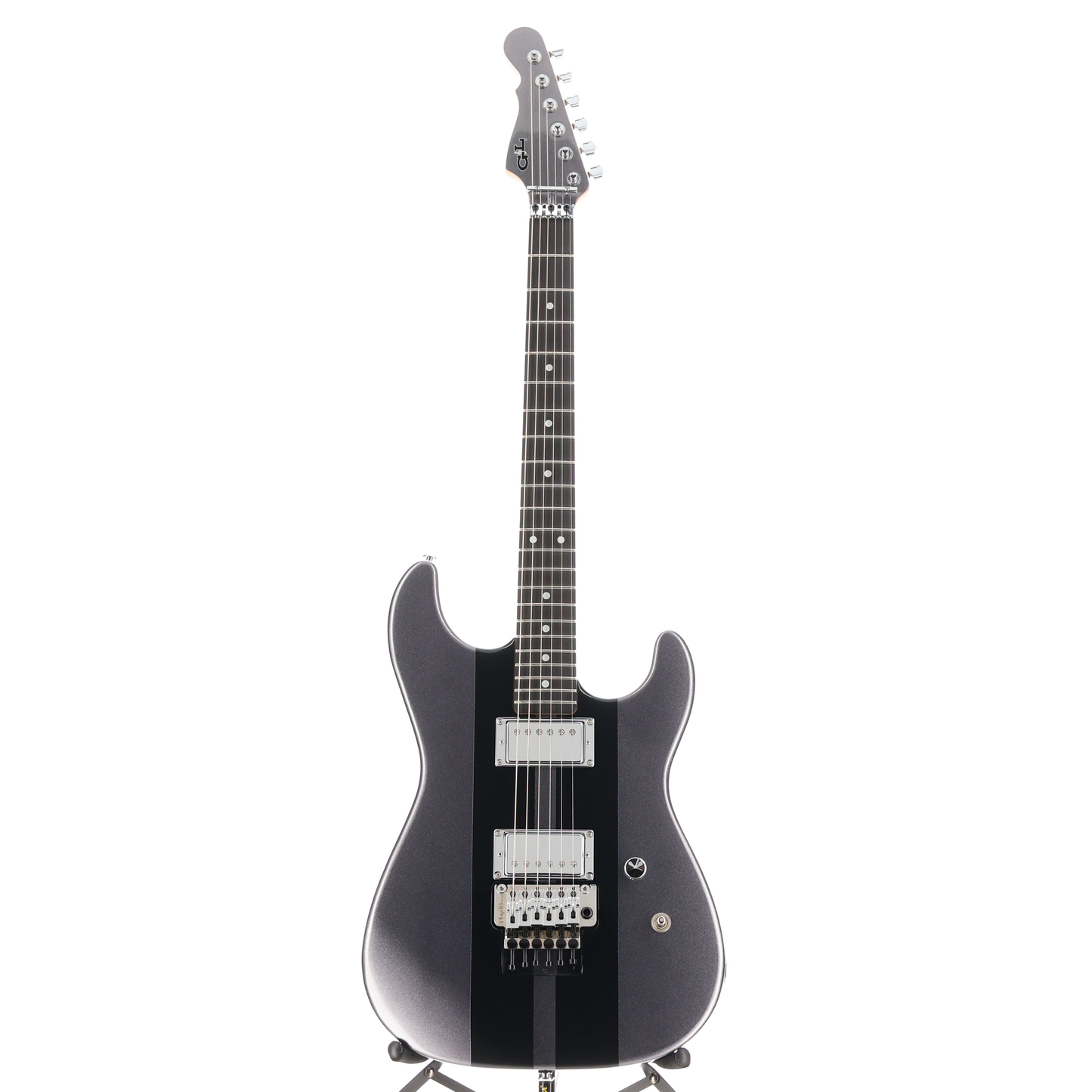 G&L G&L Custom Shop Legacy HH RMC Floyd Rose, Graphite Metallic w/ Black Racing Stripes (05015)
