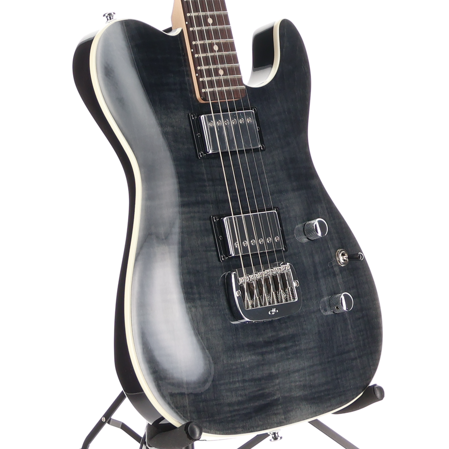 G&L Tribute Series ASAT Deluxe Carved Top Electric Guitar Trans Black (RP) (R43R0)