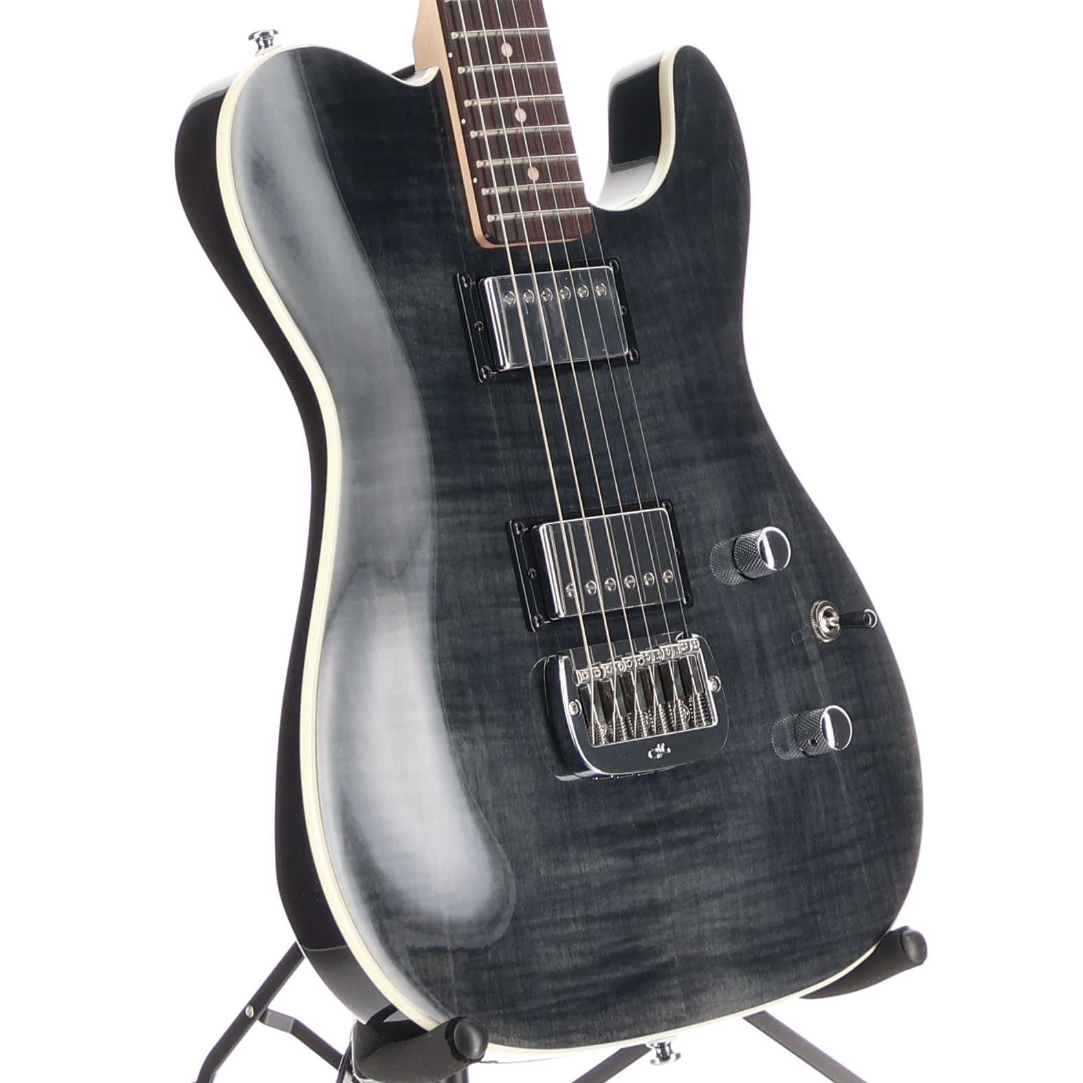G&L Tribute Series ASAT Deluxe Carved Top Electric Guitar Trans Black (RP) (R43R0)