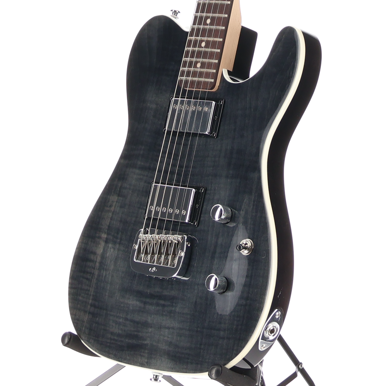 G&L Tribute Series ASAT Deluxe Carved Top Electric Guitar Trans Black (RP) (R43R0)