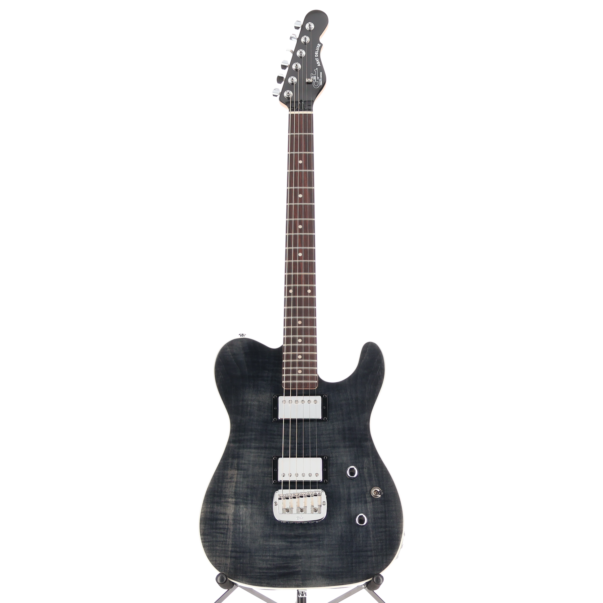 G&L Tribute Series ASAT Deluxe Carved Top Electric Guitar Trans Black (RP) (R43R0)