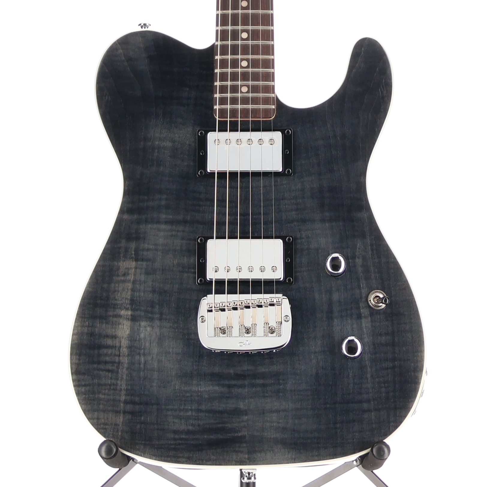 G&L Tribute Series ASAT Deluxe Carved Top Electric Guitar Trans Black (RP) (R43R0)