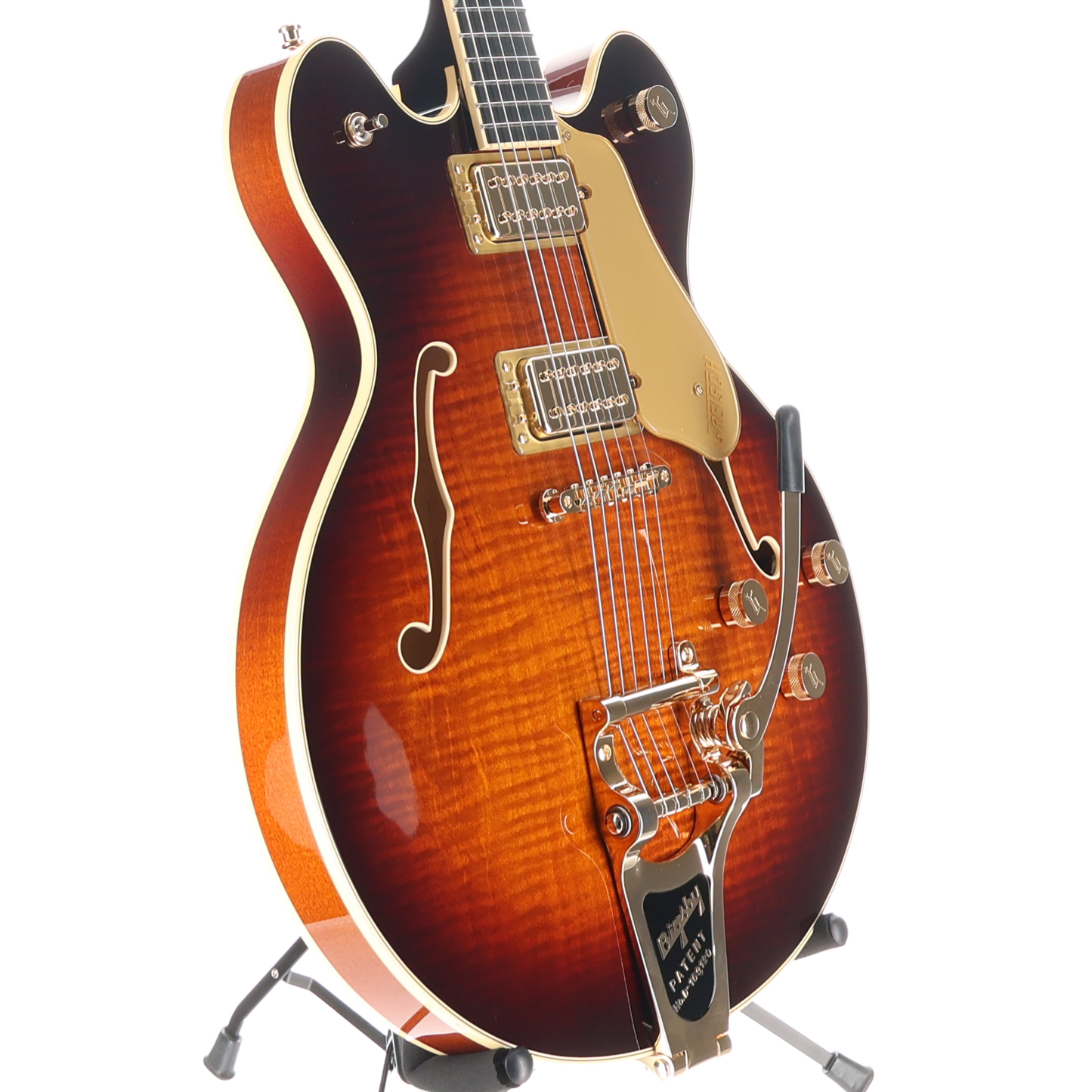 Gretsch Broadkaster LX Figured Center Block Bigsby Gold Hardware Ebony Fingerboard, Havana Burst (Y5) (20574)