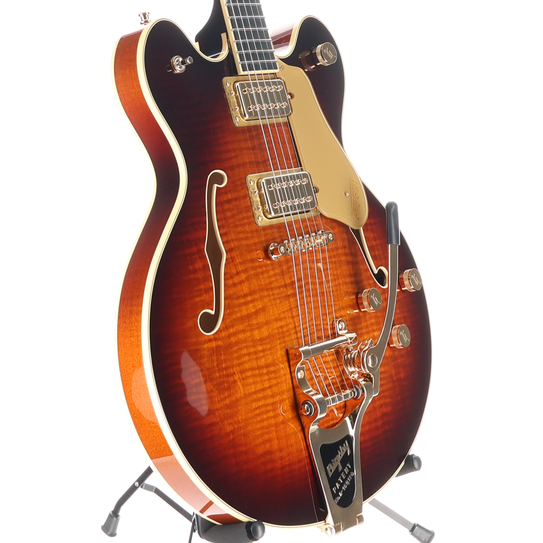 Gretsch Broadkaster LX Figured Center Block Bigsby Gold Hardware Ebony Fingerboard, Havana Burst (Y5) (20574)