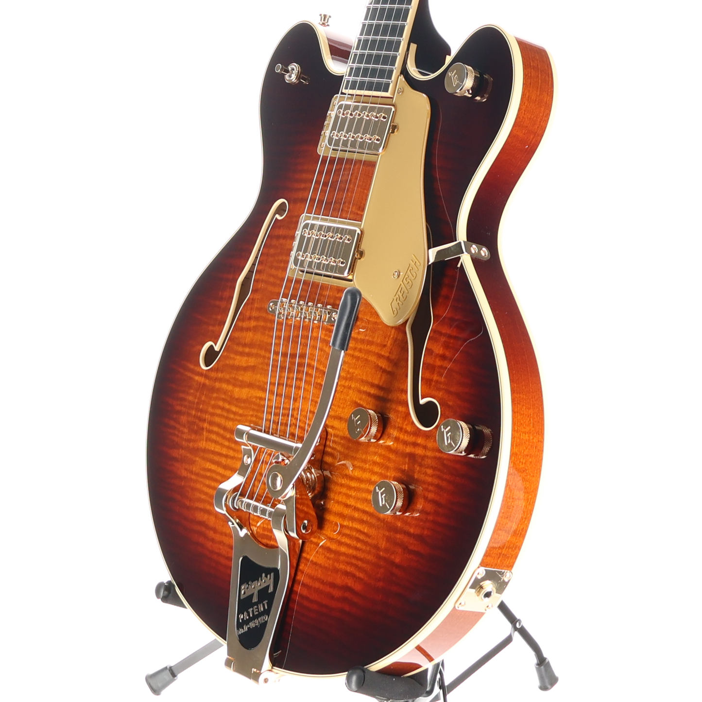 Gretsch Broadkaster LX Figured Center Block Bigsby Gold Hardware Ebony Fingerboard, Havana Burst (Y5) (20574)