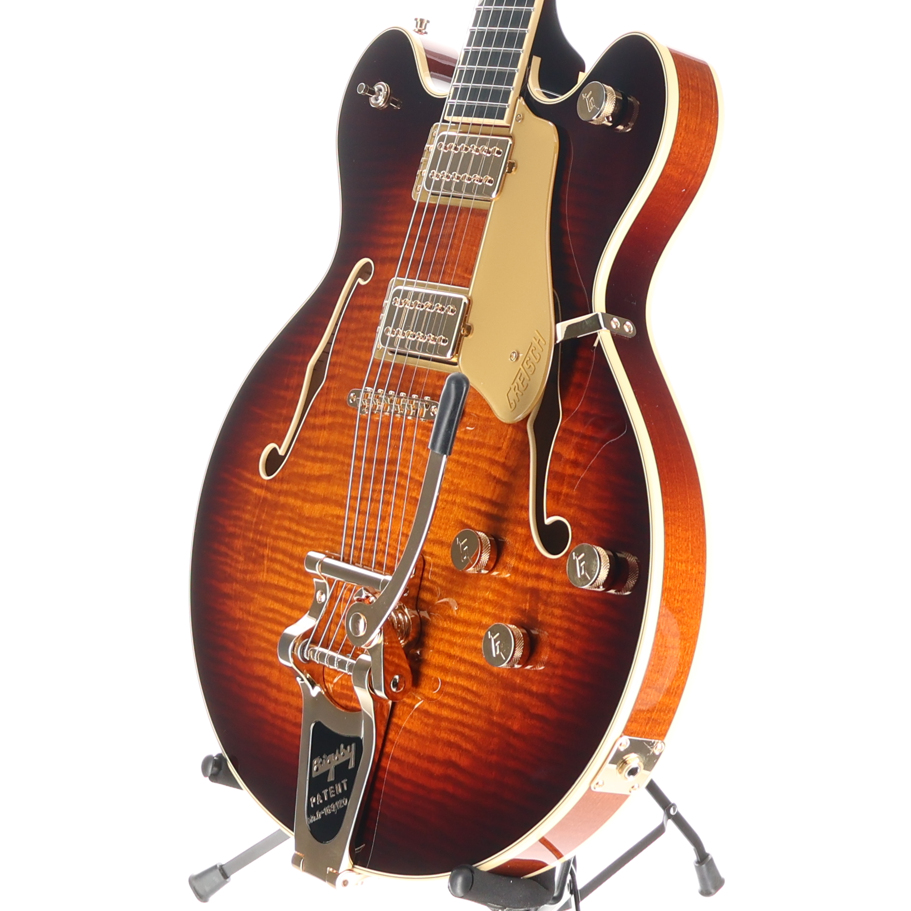 Gretsch Broadkaster LX Figured Center Block Bigsby Gold Hardware Ebony Fingerboard, Havana Burst (Y5) (20574)