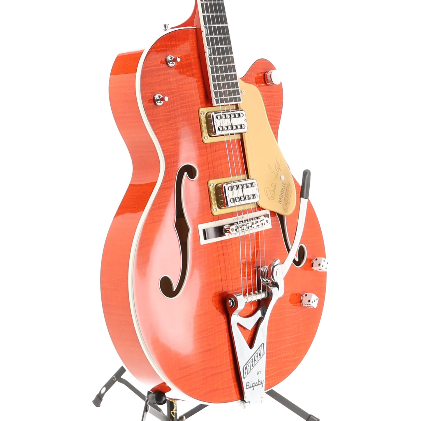 Gretsch G6120TFM-BSNV Brian Setzer Signature Nashville Hollow Body with Bigsby and Flame Maple, Ebony Fingerboard, Orange Stain (L5) (41033)