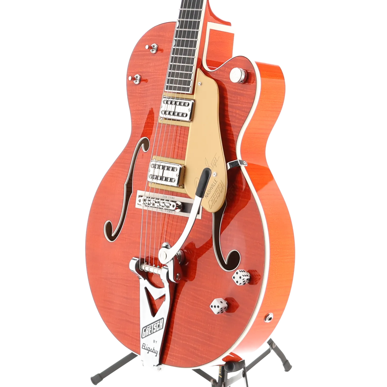 Gretsch G6120TFM-BSNV Brian Setzer Signature Nashville Hollow Body with Bigsby and Flame Maple, Ebony Fingerboard, Orange Stain (L5) (41033)
