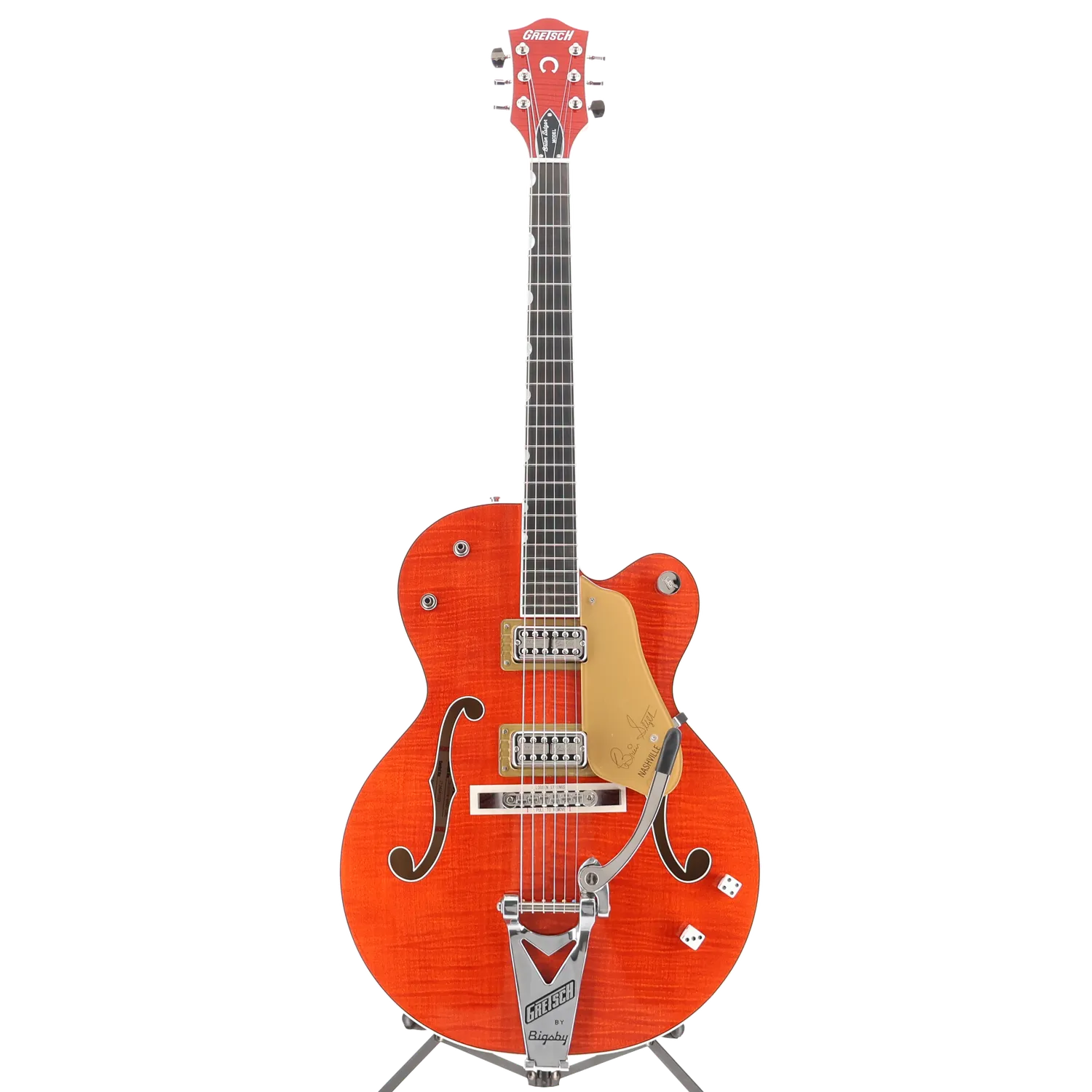Gretsch G6120TFM-BSNV Brian Setzer Signature Nashville Hollow Body with Bigsby and Flame Maple, Ebony Fingerboard, Orange Stain (L5) (41033)