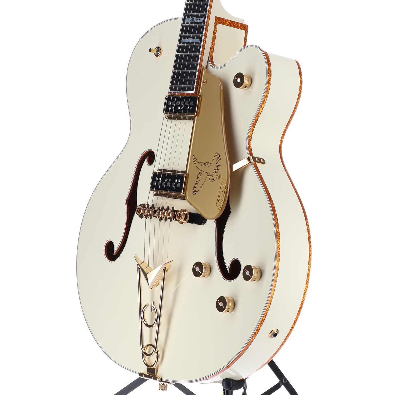 Gretsch G6136-55 Vintage Select Edition '55 Falcon Hollow Body with Cadillac Tailpiece, TV Jones, Solid Spruce Top, Vintage White, Lacquer (H12) (82637)