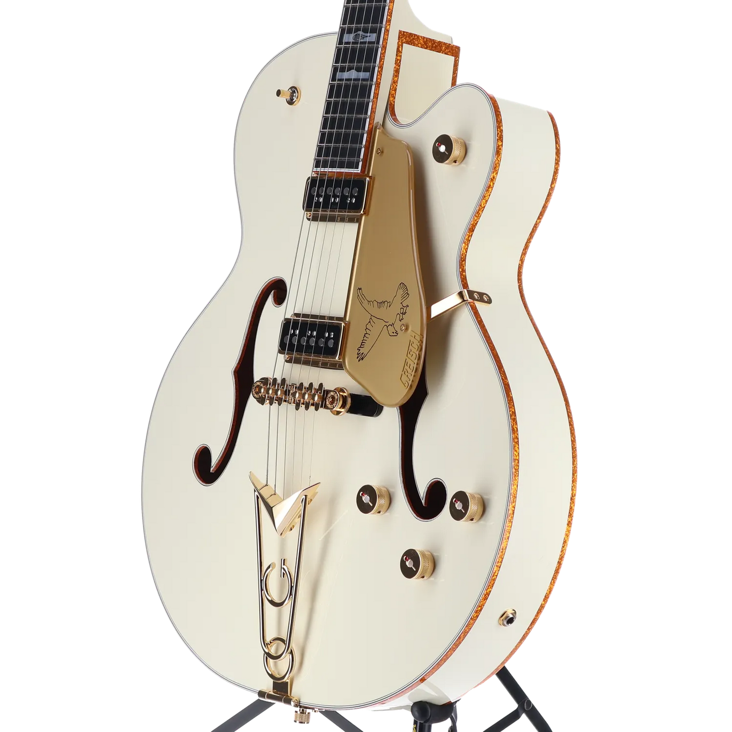 Gretsch G6136-55 Vintage Select Edition '55 Falcon Hollow Body with Cadillac Tailpiece, TV Jones, Solid Spruce Top, Vintage White, Lacquer (H12) (82637)