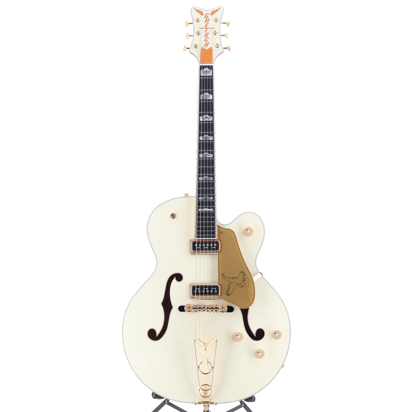 Gretsch G6136-55 Vintage Select Edition '55 Falcon Hollow Body with Cadillac Tailpiece, TV Jones, Solid Spruce Top, Vintage White, Lacquer (H12) (82637)