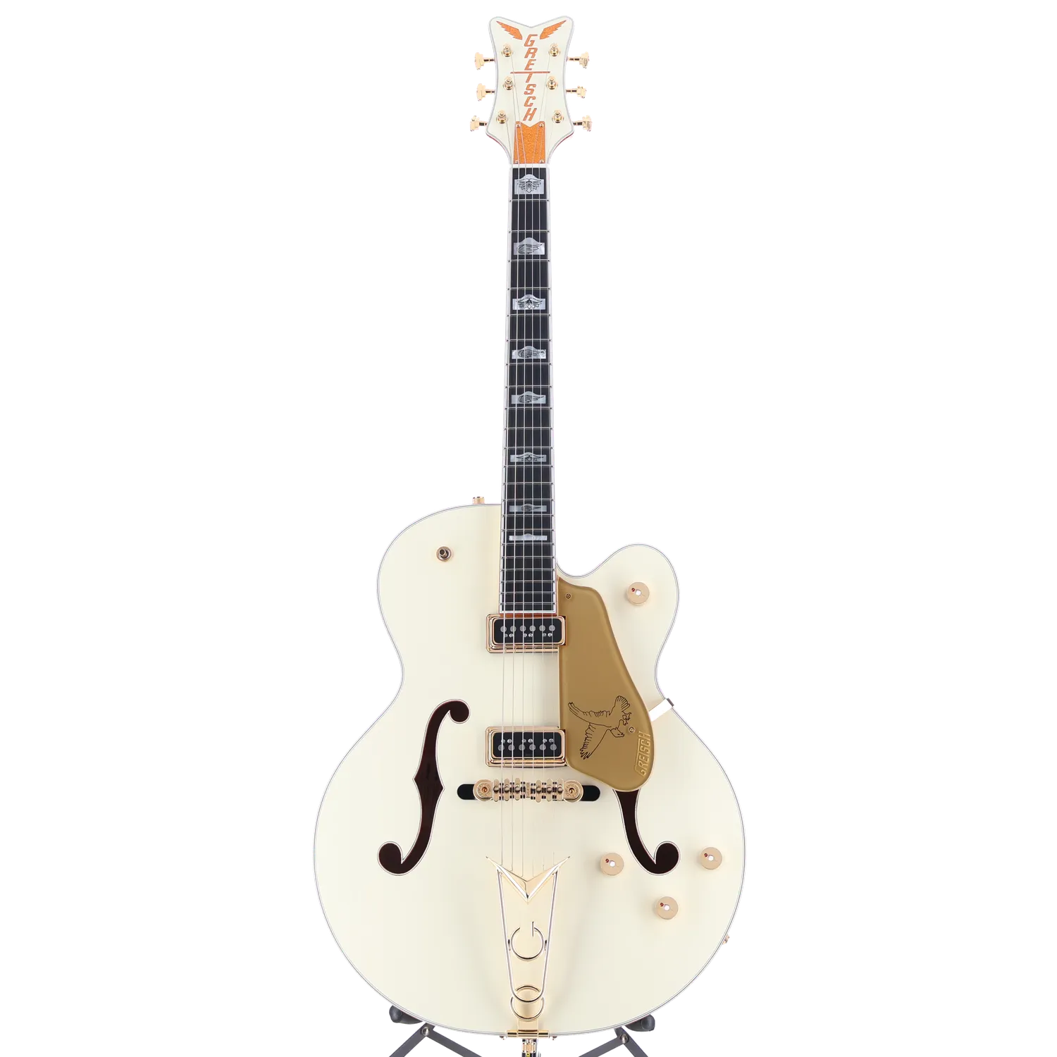 Gretsch G6136-55 Vintage Select Edition '55 Falcon Hollow Body with Cadillac Tailpiece, TV Jones, Solid Spruce Top, Vintage White, Lacquer (H12) (82637)
