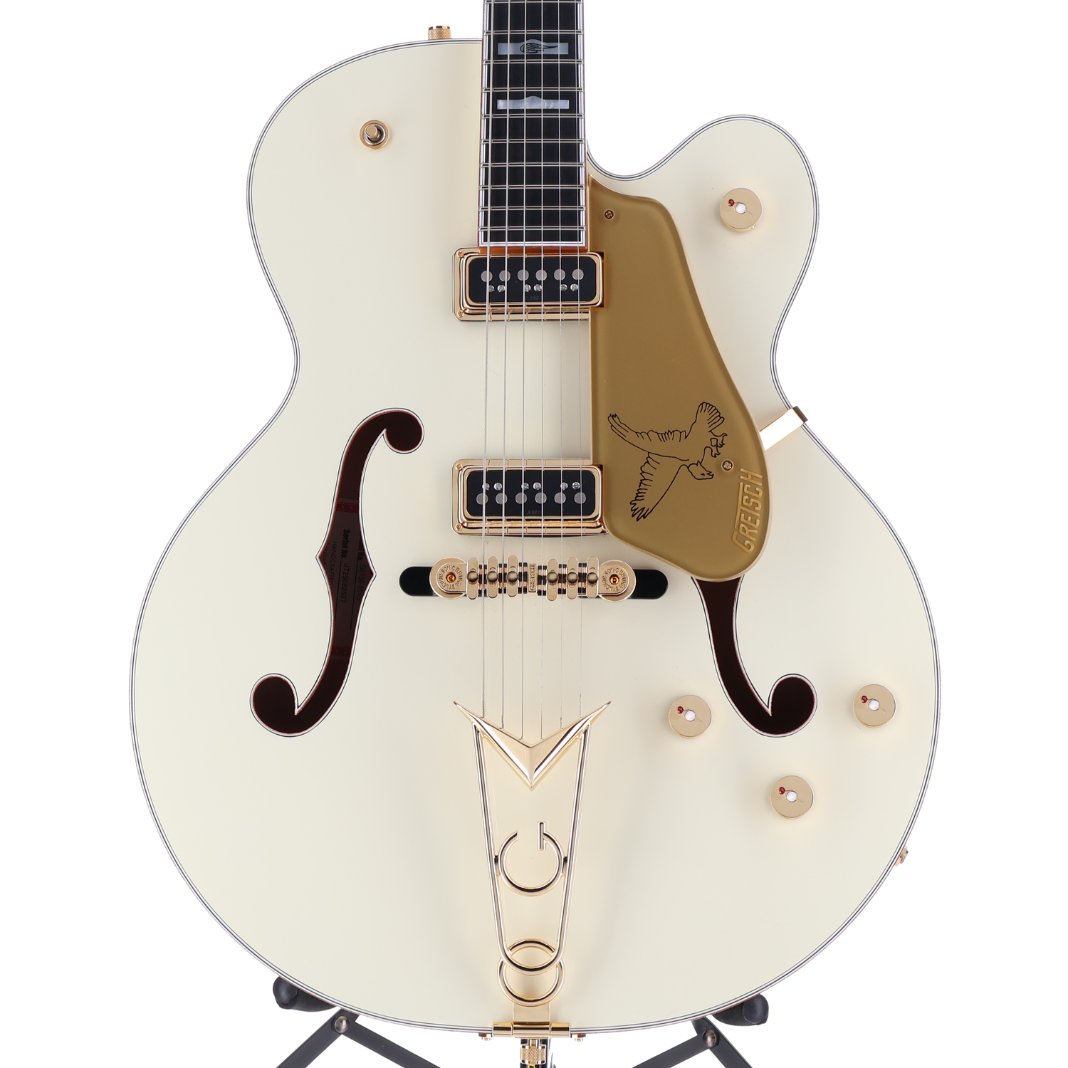 Gretsch G6136-55 Vintage Select Edition '55 Falcon Hollow Body with Cadillac Tailpiece, TV Jones, Solid Spruce Top, Vintage White, Lacquer (H12) (82637)