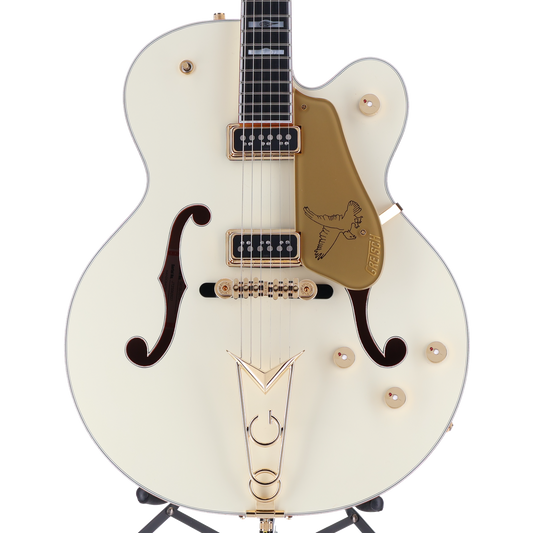 Gretsch G6136-55 Vintage Select Edition '55 Falcon Hollow Body with Cadillac Tailpiece, TV Jones, Solid Spruce Top, Vintage White, Lacquer (H12) (82637)