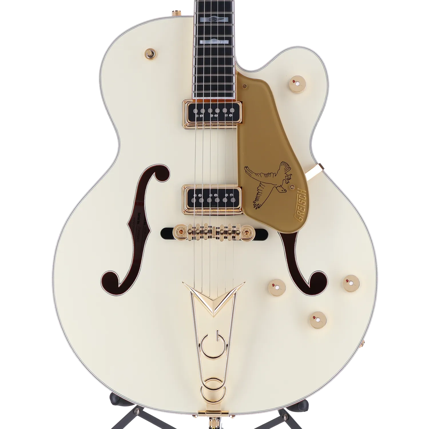 Gretsch G6136-55 Vintage Select Edition '55 Falcon Hollow Body with Cadillac Tailpiece, TV Jones, Solid Spruce Top, Vintage White, Lacquer (H12) (82637)