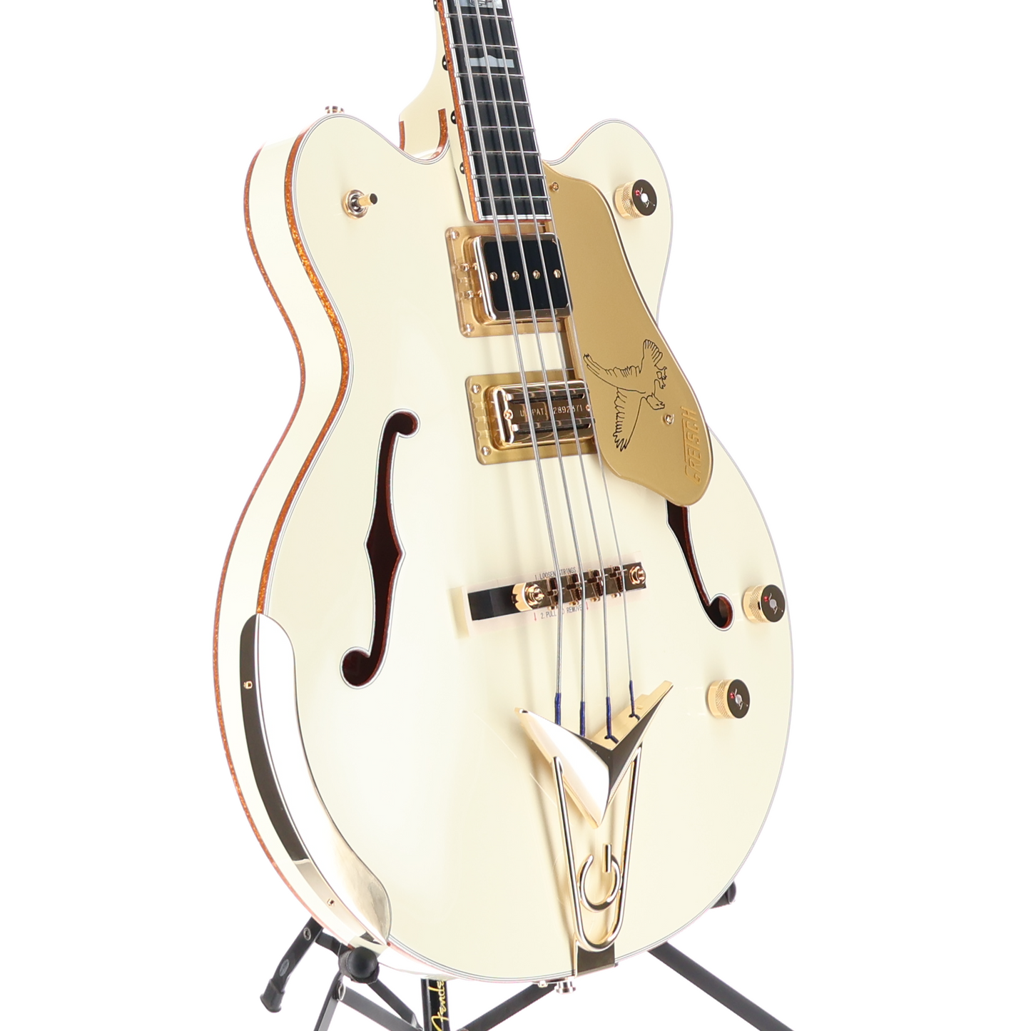 Gretsch G6136B-TP Tom Petersson Signature Falcon 4-String Bass with Cadillac Tailpiece, RumbleTron Pickup, Aged White Lacquer (D9) (03450)