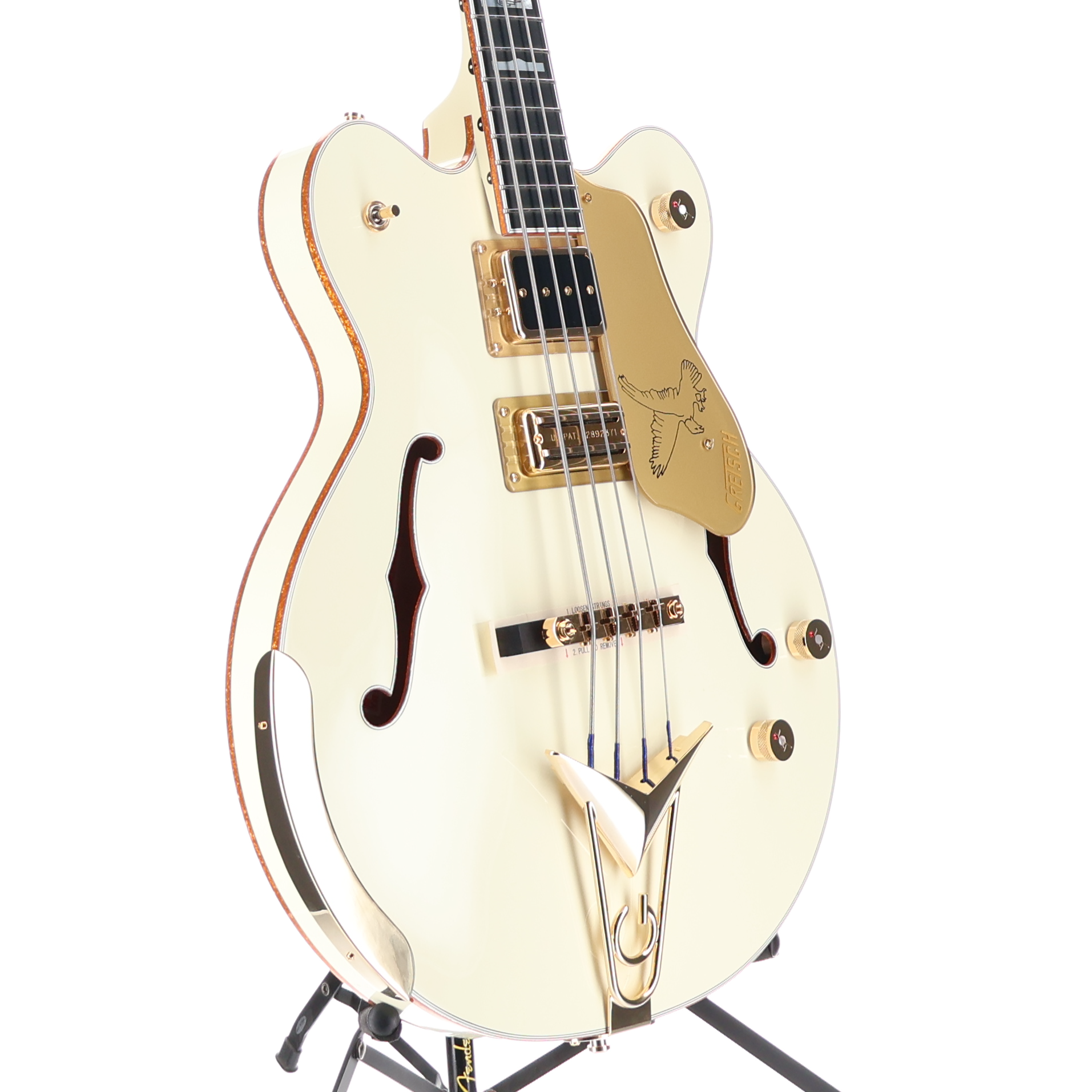 Gretsch G6136B-TP Tom Petersson Signature Falcon 4-String Bass with Cadillac Tailpiece, RumbleTron Pickup, Aged White Lacquer (D9) (03450)