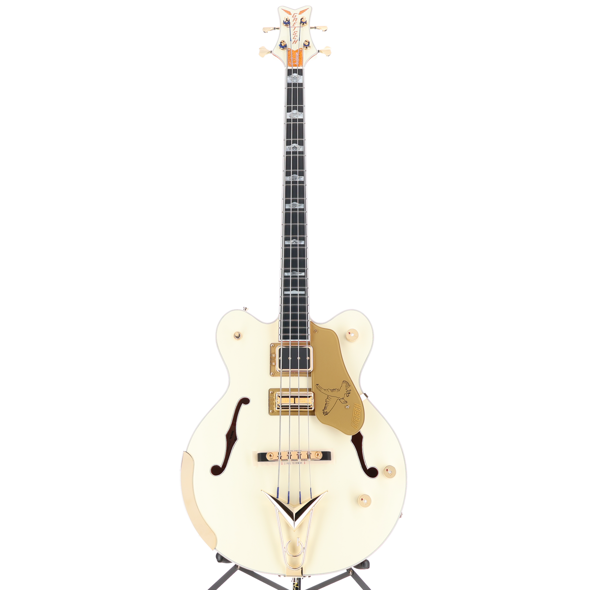 Gretsch G6136B-TP Tom Petersson Signature Falcon 4-String Bass with Cadillac Tailpiece, RumbleTron Pickup, Aged White Lacquer (D9) (03450)