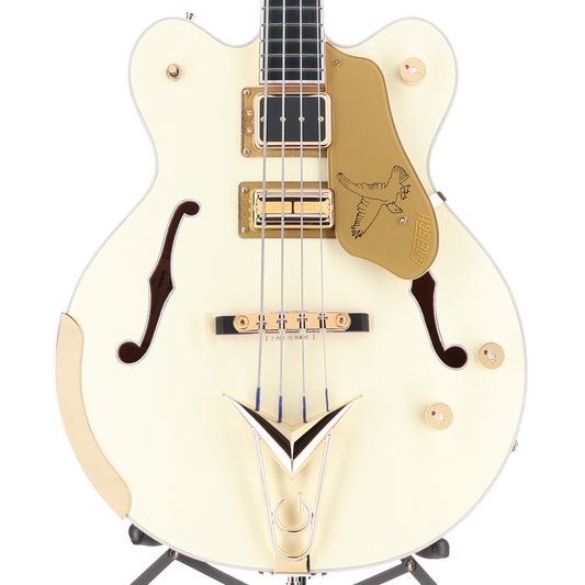 Gretsch G6136B-TP Tom Petersson Signature Falcon 4-String Bass with Cadillac Tailpiece, RumbleTron Pickup, Aged White Lacquer (D9) (03450)