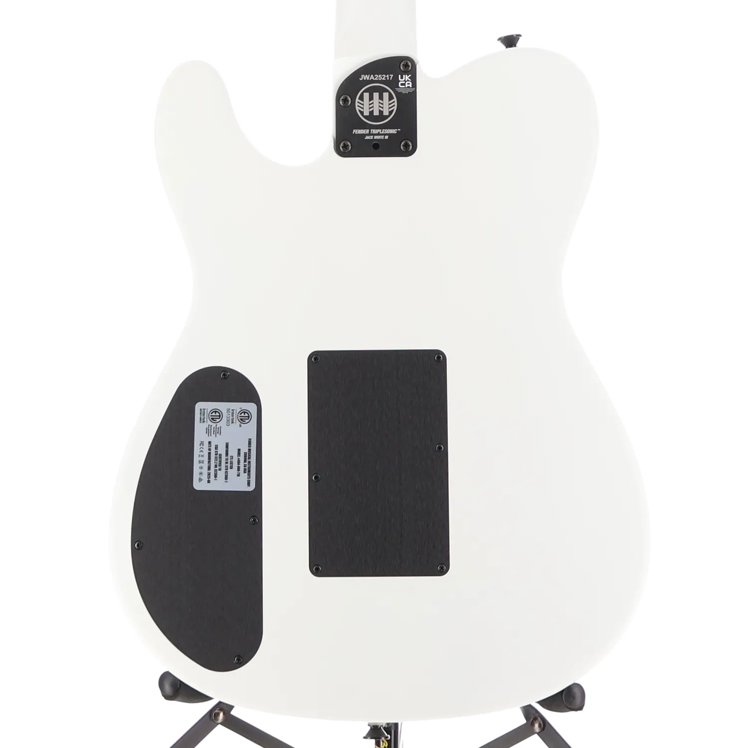 Jack White Triplesonic Acoustasonic Telecaster with Case, Maple Fingerboard, White Pickguard, Satin Arctic White with Black Top (X1) (25217)