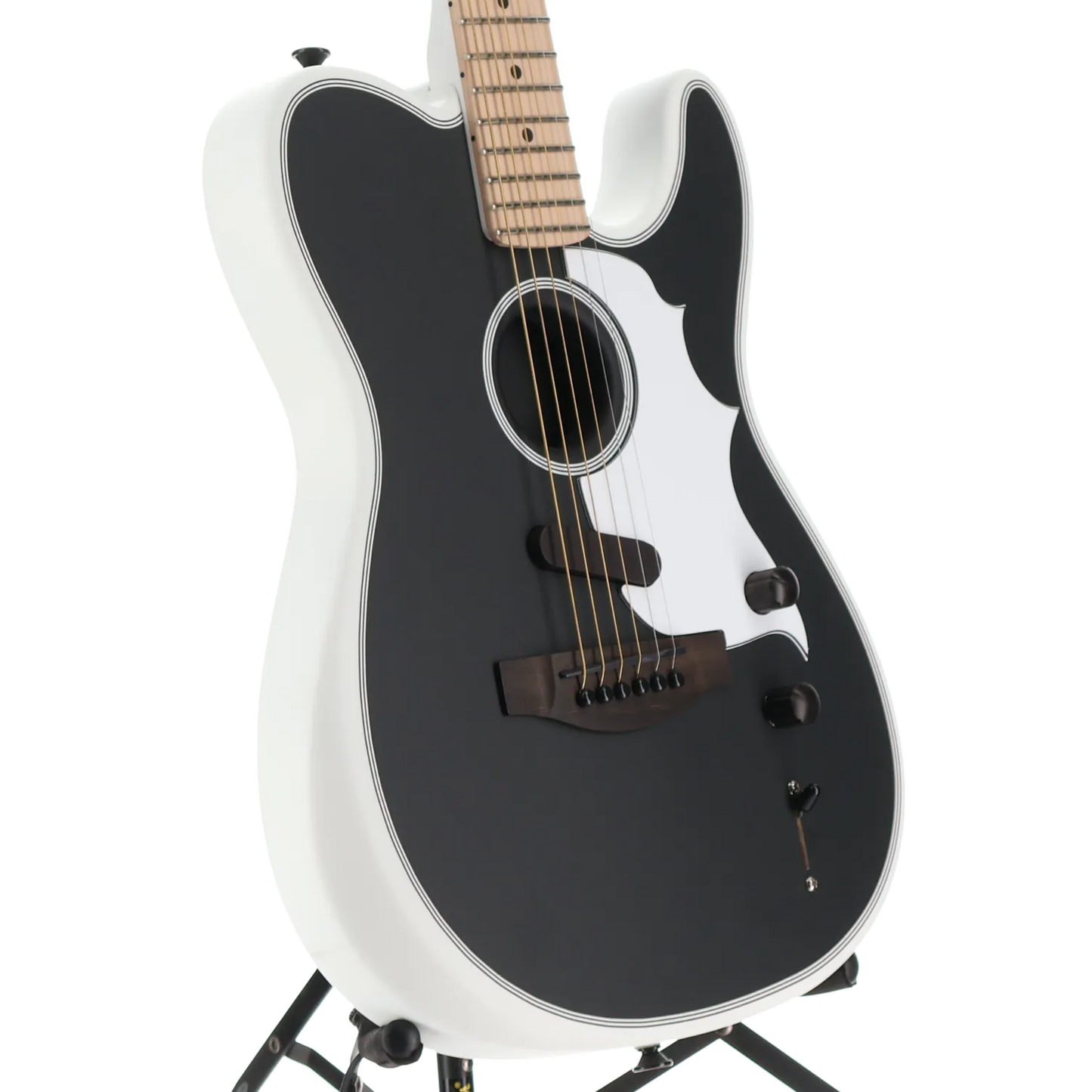Jack White Triplesonic Acoustasonic Telecaster with Case, Maple Fingerboard, White Pickguard, Satin Arctic White with Black Top (X1) (25217)