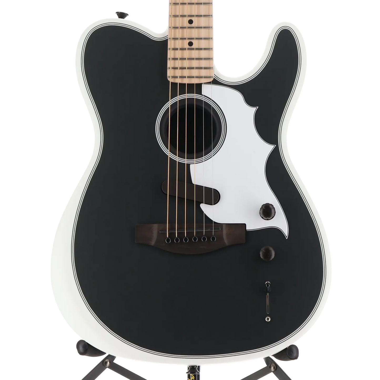 Jack White Triplesonic Acoustasonic Telecaster with Case, Maple Fingerboard, White Pickguard, Satin Arctic White with Black Top (X1) (25217)