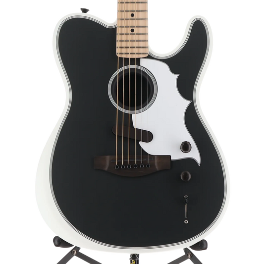 Jack White Triplesonic Acoustasonic Telecaster with Case, Maple Fingerboard, White Pickguard, Satin Arctic White with Black Top (X1) (25217)