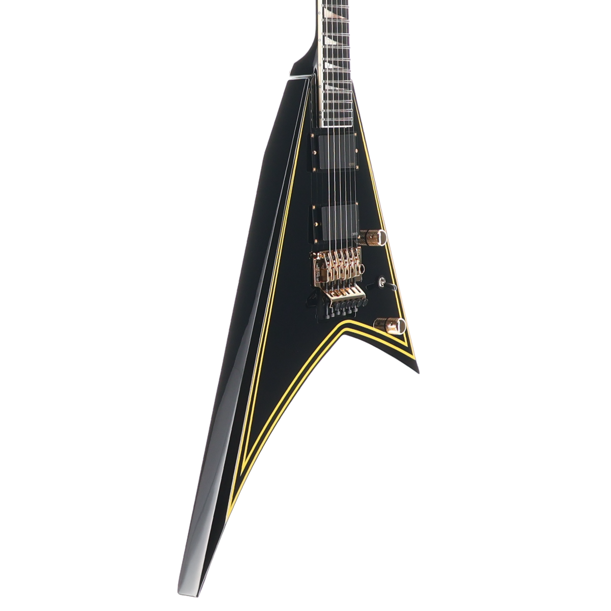 Jackson MJ Series Rhoads RR24MG, Ebony Fingerboard, Black with Yellow Pinstripes (BB2) (03149)