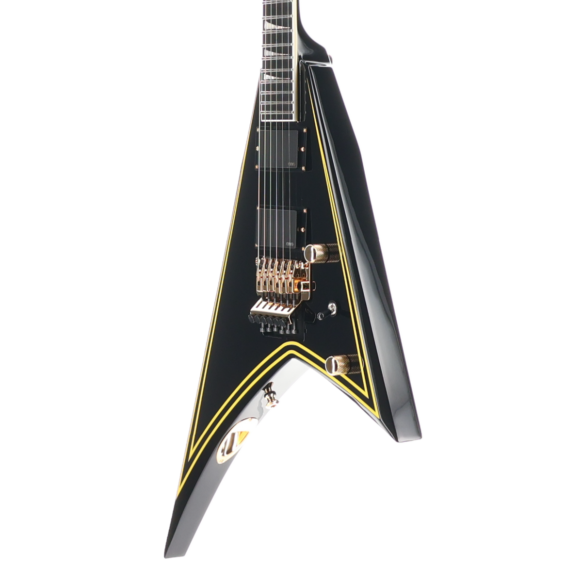 Jackson MJ Series Rhoads RR24MG, Ebony Fingerboard, Black with Yellow Pinstripes (BB2) (03149)