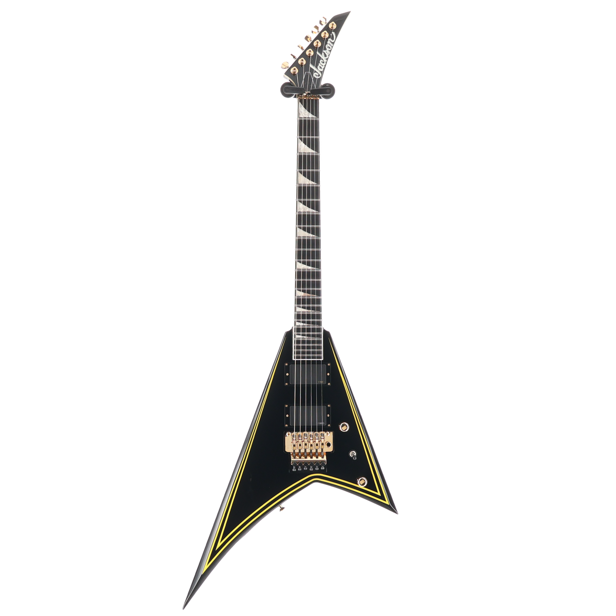Jackson MJ Series Rhoads RR24MG, Ebony Fingerboard, Black with Yellow Pinstripes (BB2) (03149)