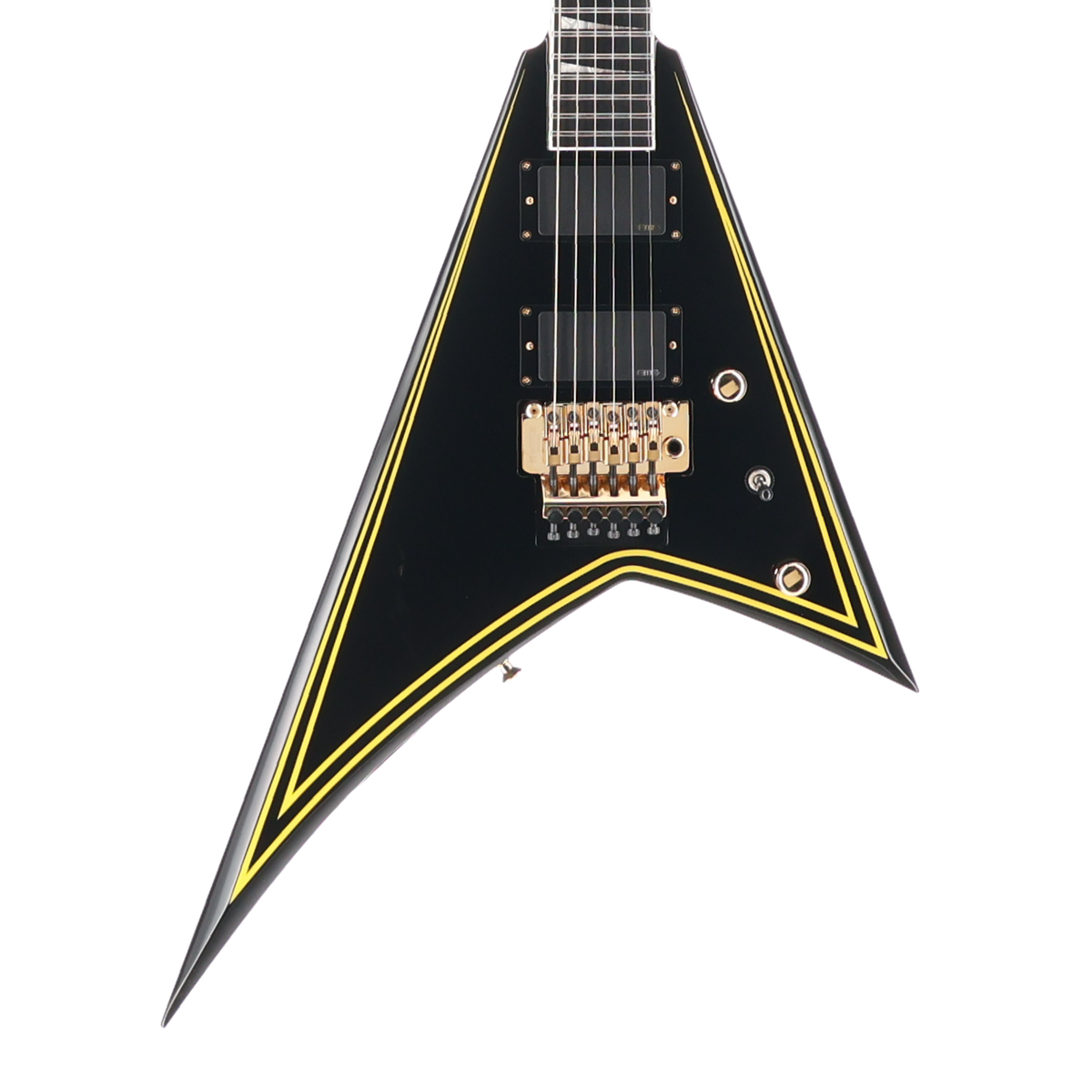 Jackson MJ Series Rhoads RR24MG, Ebony Fingerboard, Black with Yellow Pinstripes (BB2) (03149)