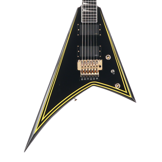 Jackson MJ Series Rhoads RR24MG, Ebony Fingerboard, Black with Yellow Pinstripes (BB2) (03149)