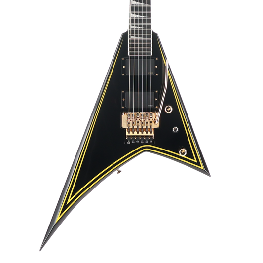 Jackson MJ Series Rhoads RR24MG, Ebony Fingerboard, Black with Yellow Pinstripes (RP) (01898)