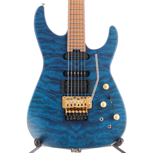 Jackson USA Signature Phil Collen PC1 Satin Stain, Caramelized Flame Maple Fingerboard, Satin Transparent Blue (RC3) (N9624)