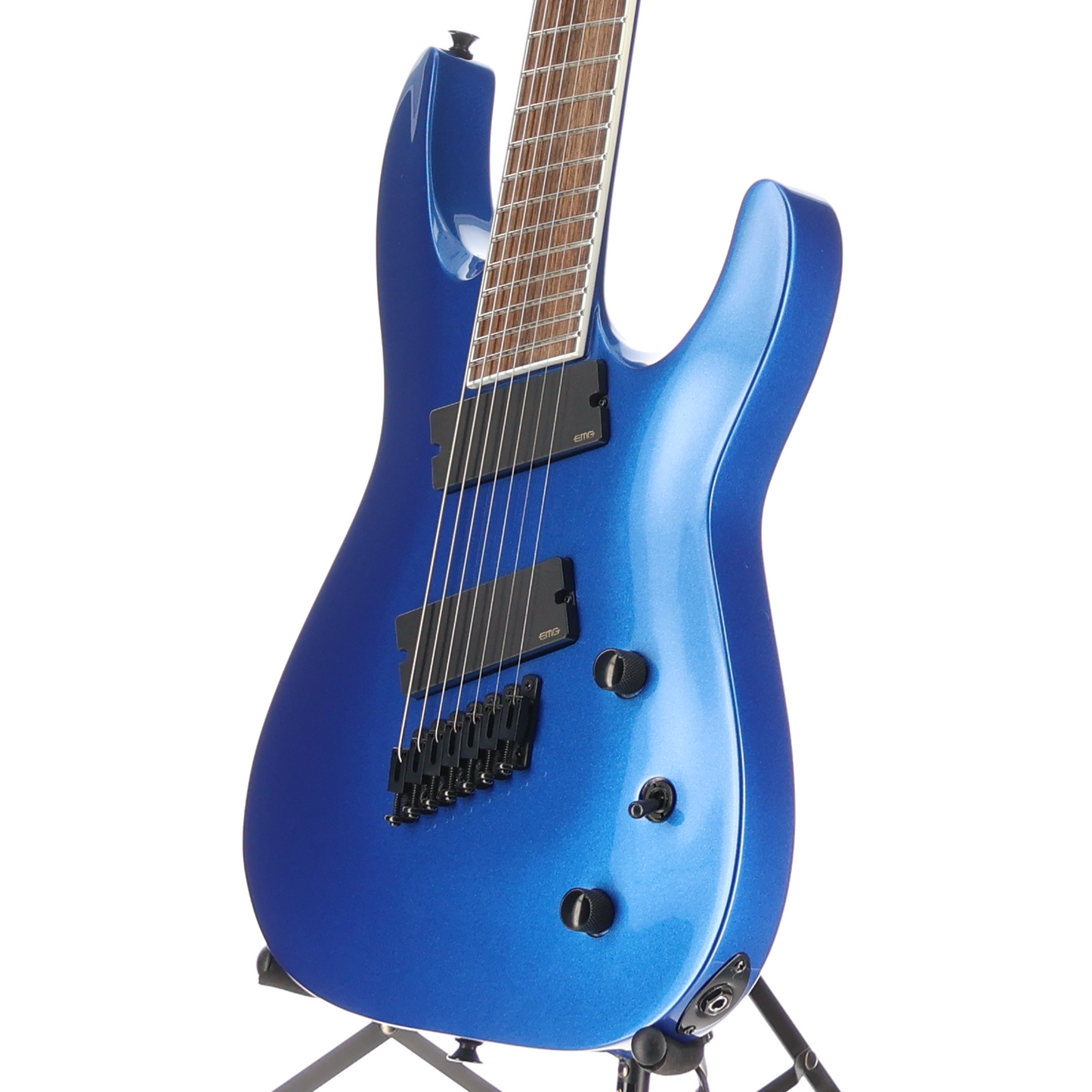 Jackson X Series Soloist Arch Top SLAT7 MS, Laurel Fingerboard, Metallic Blue, Pro Setup (A12) (43171)