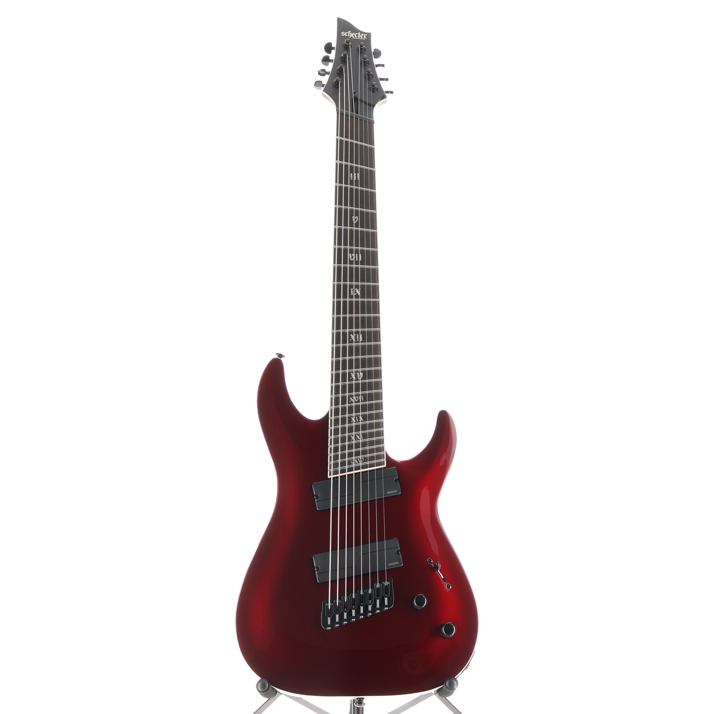 Schecter C-8 MS SLS Elite Evil Twin - Apple Red and Black Custom Paint (P12) (29019)