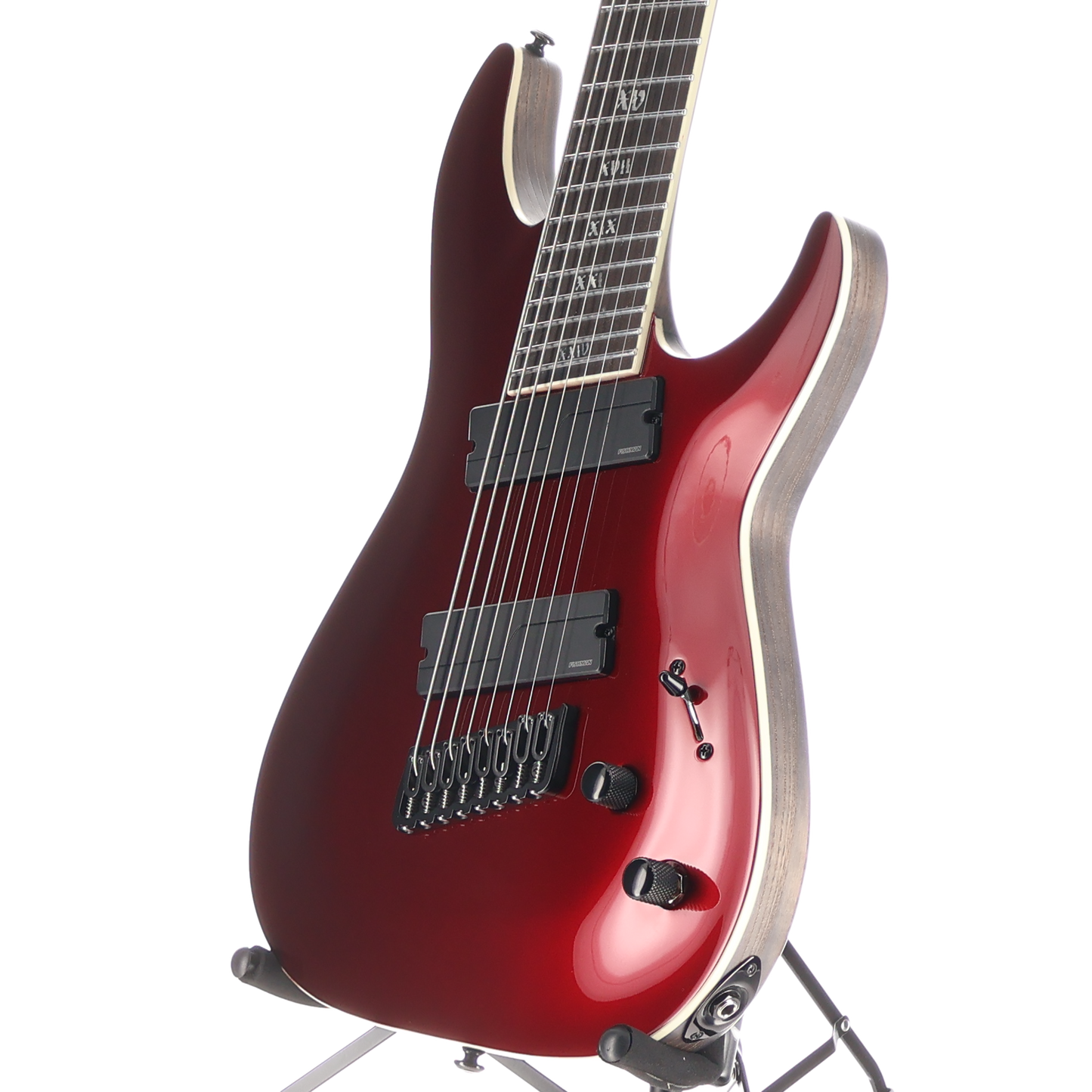 Schecter C-8 MS SLS Elite Evil Twin - Apple Red and Black Custom Paint (P12) (29019)
