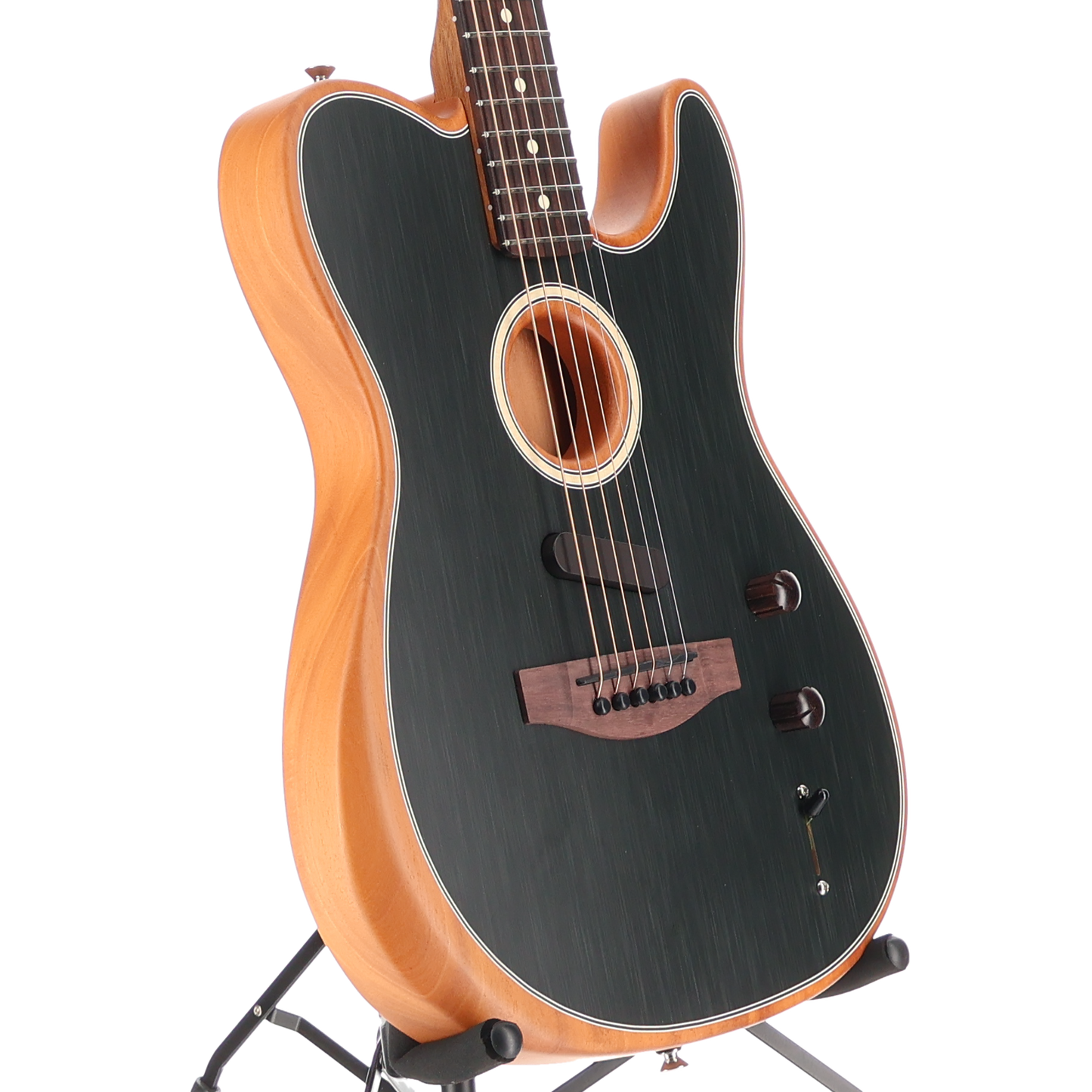 Fender Acoustasonic Player Telecaster Guitar Rosewood Fingerboard Brushed Black (Q2) (03013)
